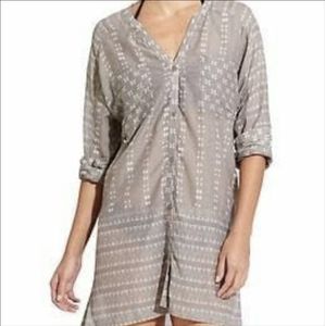 Athleta Ikat Kaftan Tunic Top Swim Beach Cover Up Tan XXS